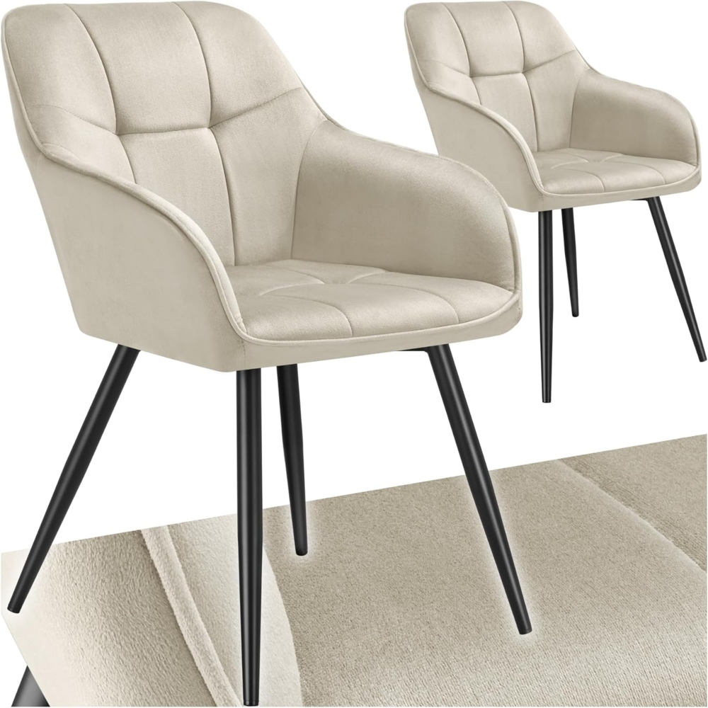 tectake Esszimmerstuhl Marilyn (2er Set, 2 St), gepolstert, in Samtoptik, gesteppt Bild 1