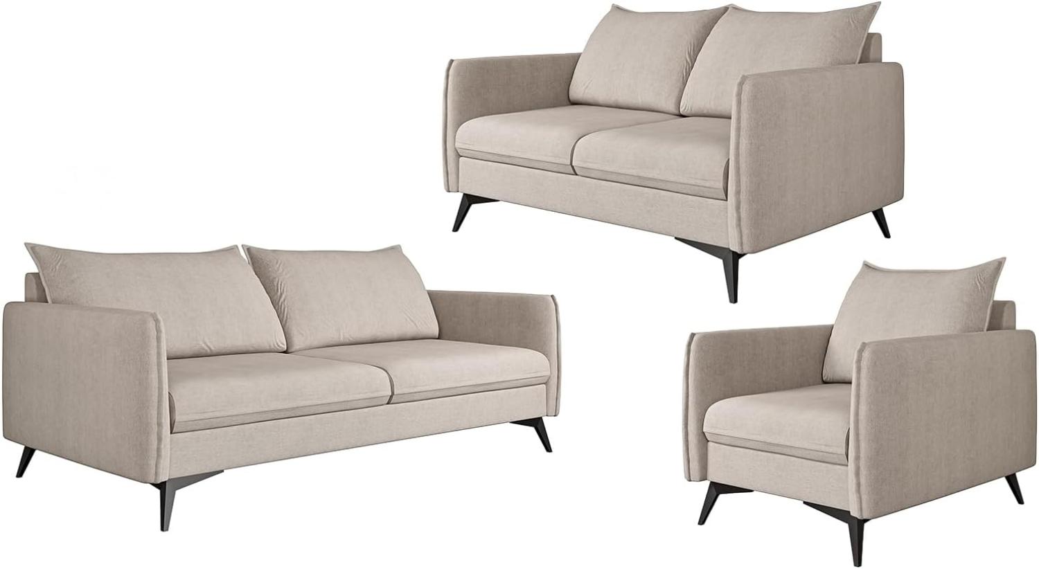 S-Style Möbel Polstergarnitur 3+2+1 Azalea mit Schwarz Metall Füßen aus Luxusmikrofaser, (1x 3-Sitzer-Sofa, 1x 2-Sitzer-Sofa, 1x Sessel), mit Wellenfederung Bild 1