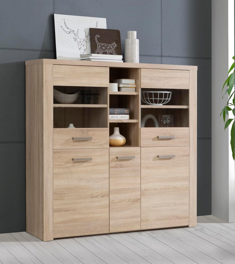 Forte Highboard Vitrine (3T/2GT) Sonoma Eiche Bild 1