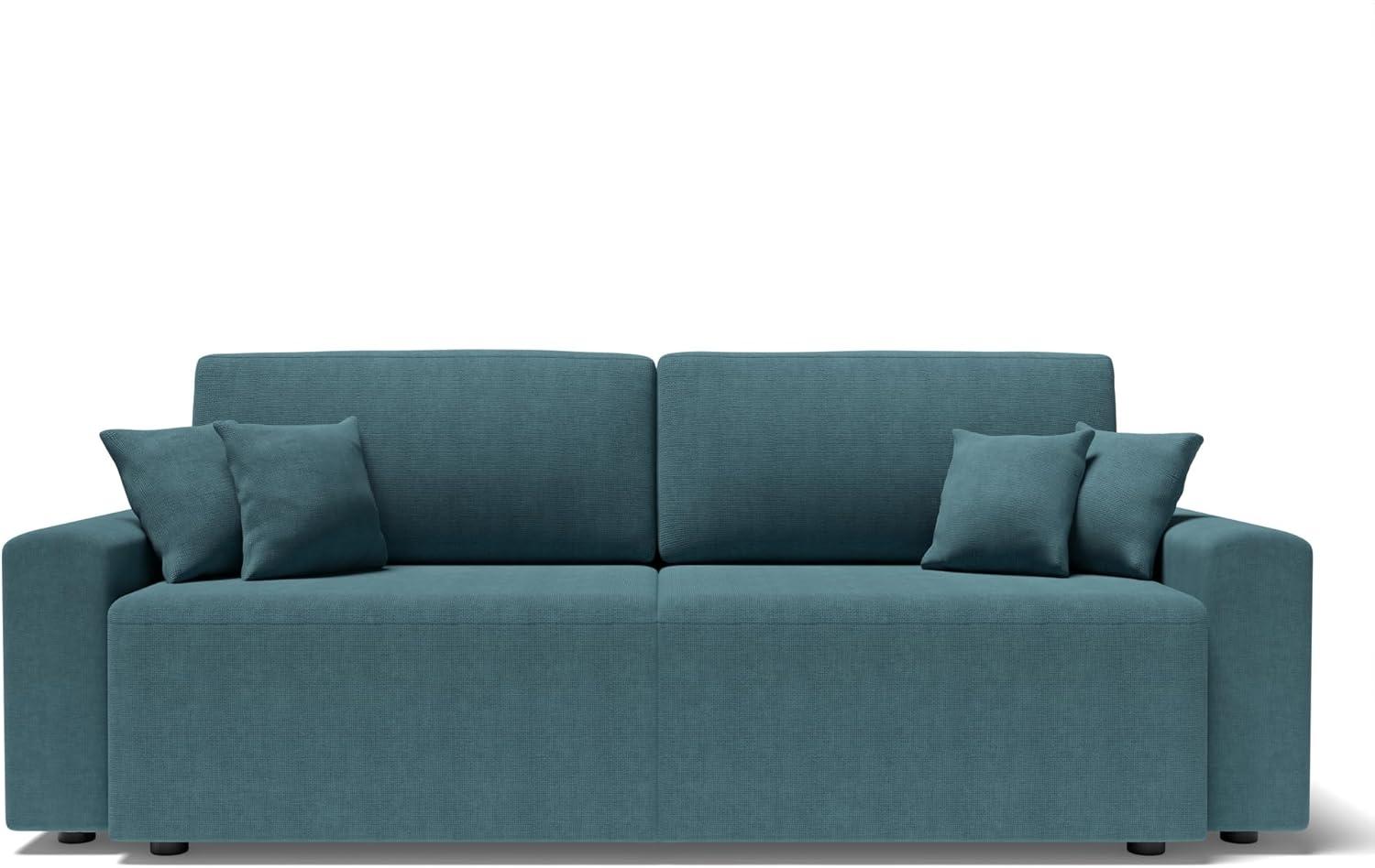 BAÏTA Rechtes Sofa Milo, 3-Sitzer, Stoff, Pfauenblau Bild 1