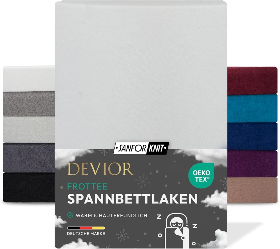 Devior Spannbettlaken Spannbetttuch Bettlaken Winter Weich Warm Leintuch 80% Baumwolle, Frottee, Gummizug: Rundumgummizug, Matratzen Bezug bis 22cm Matratzenhöhe Kuschelig Flauschig Bild 1
