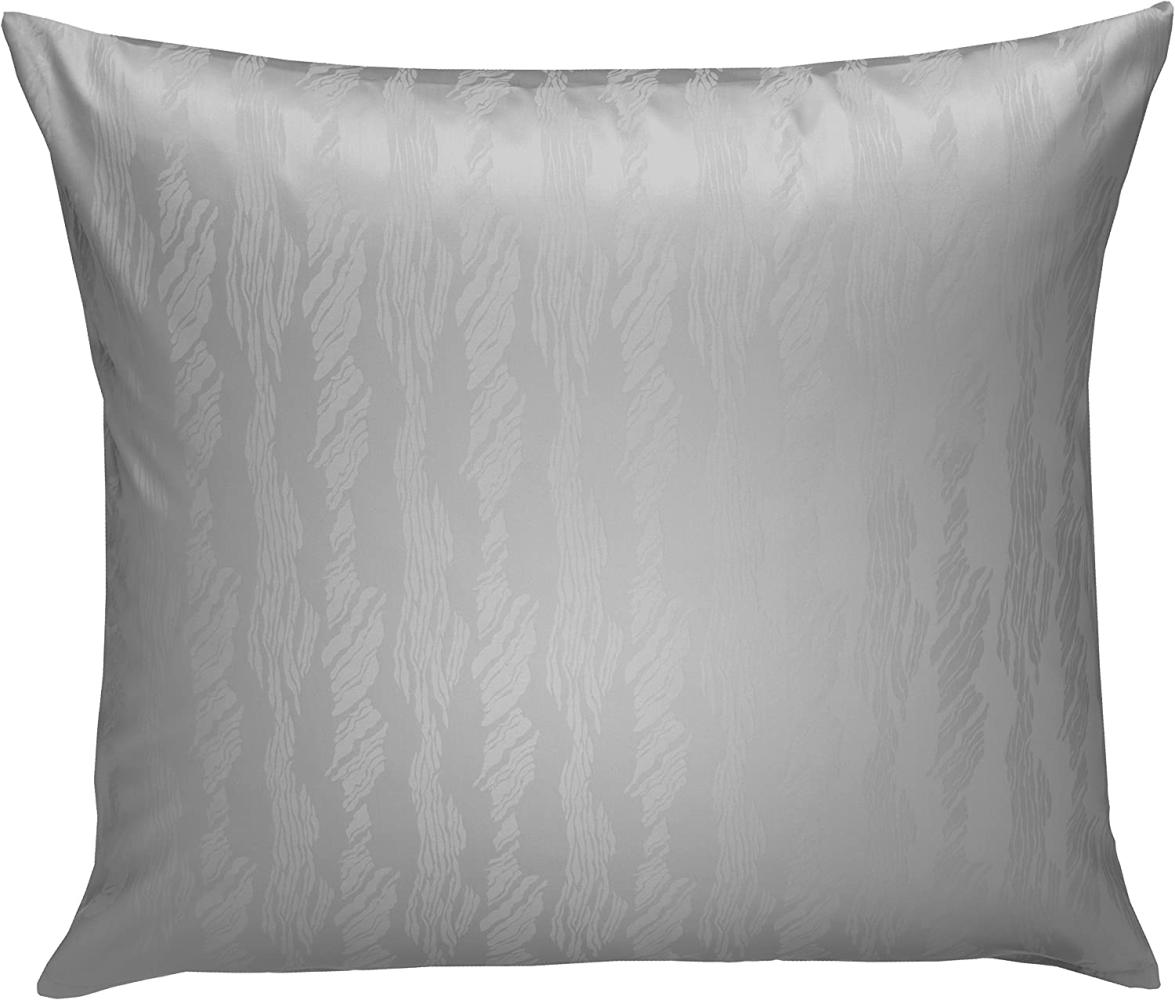 Bettwaesche-mit-Stil Mako Satin Damast Bettwäsche Waves grau Kissenbezug 40x40cm Bild 1