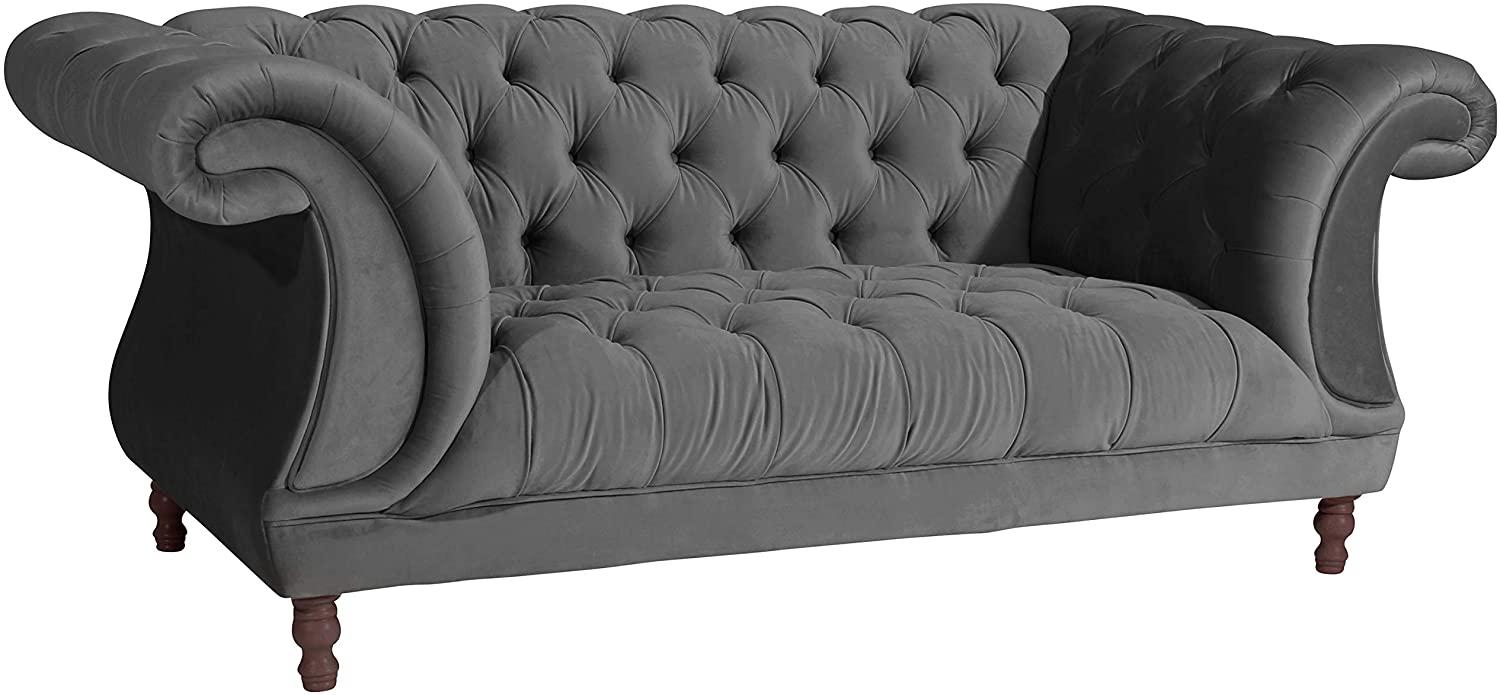 Ivette Sofa 2-Sitzer Samtvelours Anthrazit Buche Nussbaumfarben Bild 1