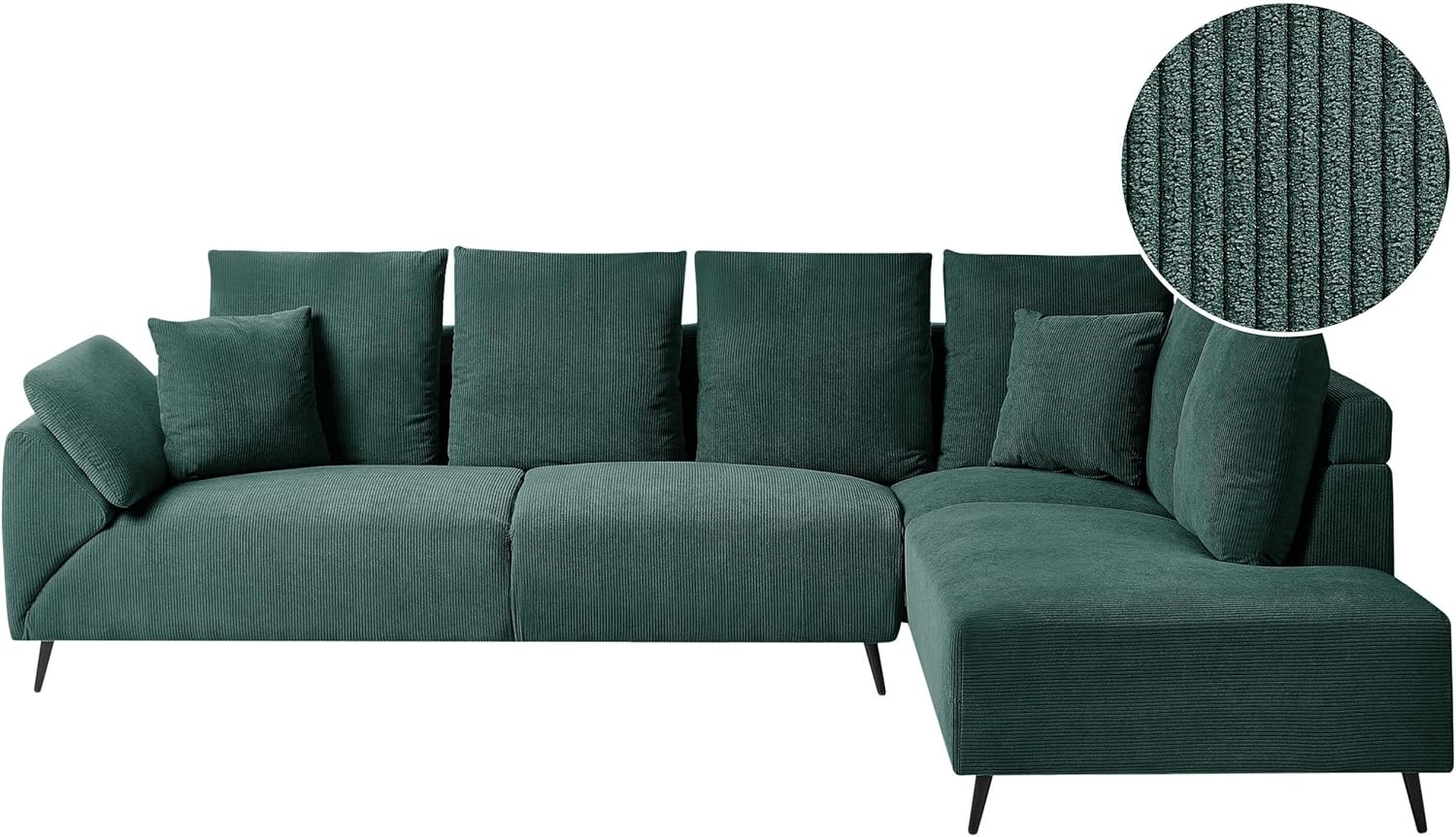 4-Sitzer Ecksofa Cord dunkelgrün linksseitig LUNNER Bild 1