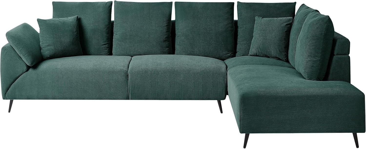Ecksofa LUNNER Cord Dunkelgrün Linksseitig Bild 1