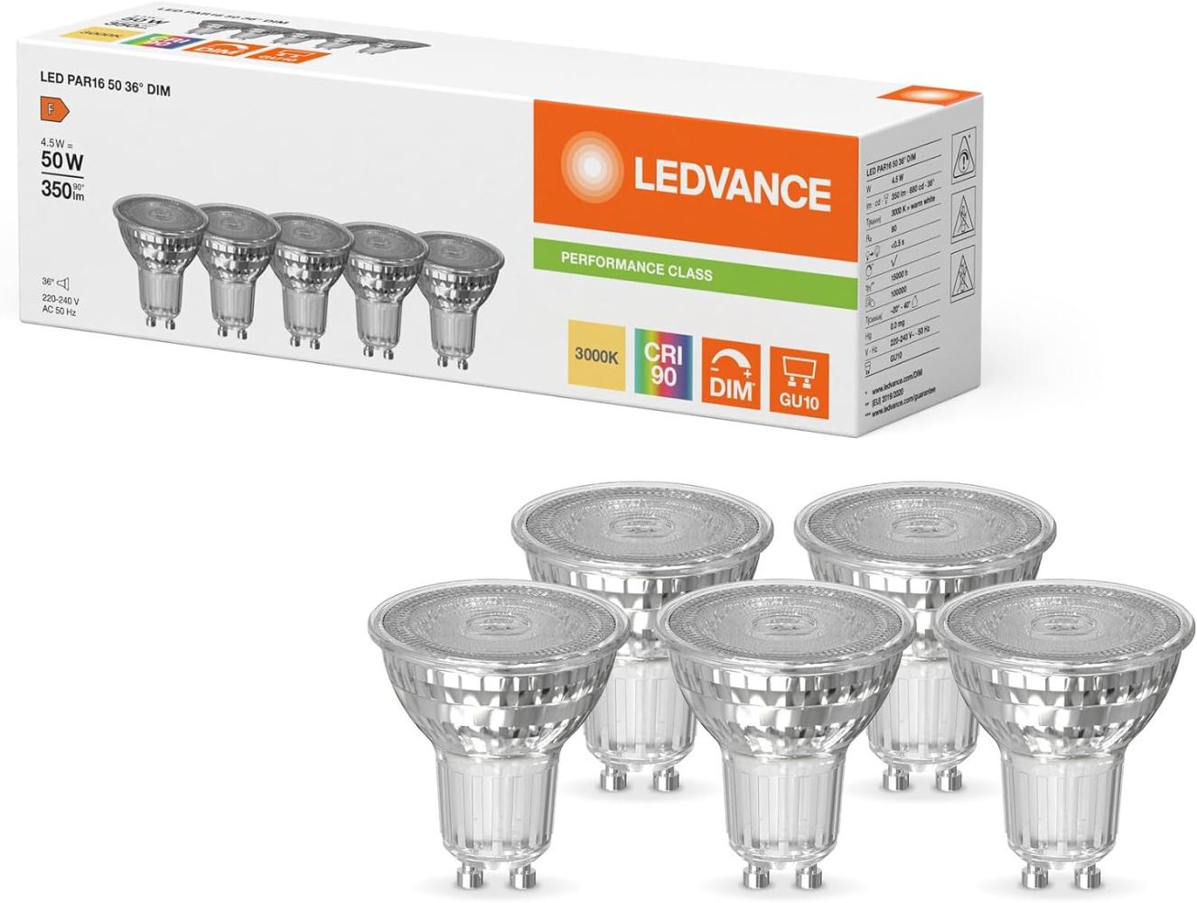 LEDVANCE LED PAR16 DIM P 4.5W 930 GU10 Bild 1