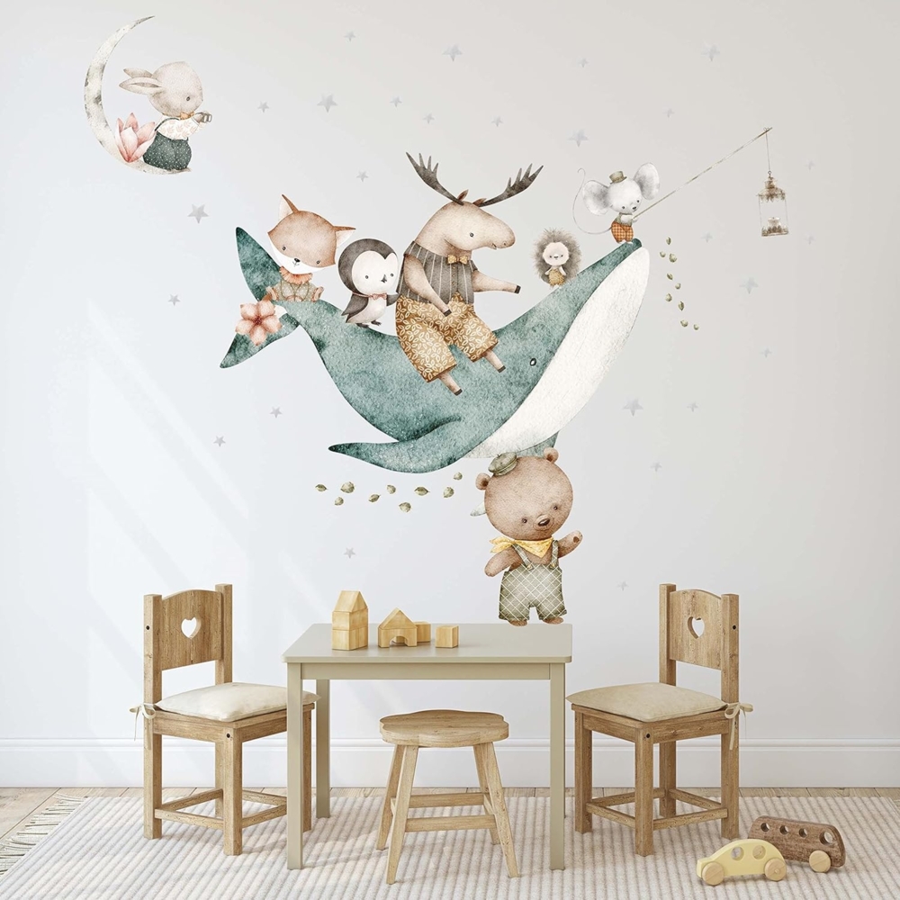 WANDKIND Wandtattoo Wal Reiter Tiere V382 (Wildtiere), Wieder ablösbar Bild 1