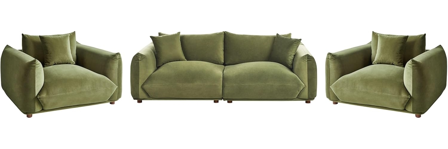 Sofa Set 5-Sitzer LUVOS Samtstoff Grün Bild 1