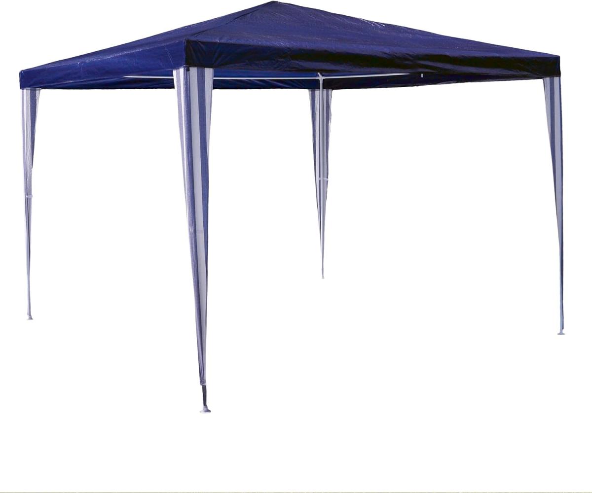 Nexos GM36001 PE-Pavillon Partyzelt für Garten Terrasse Markt Camping Festival als Unterstand und Plane, wasserdicht 3 x 3 m blau Bild 1