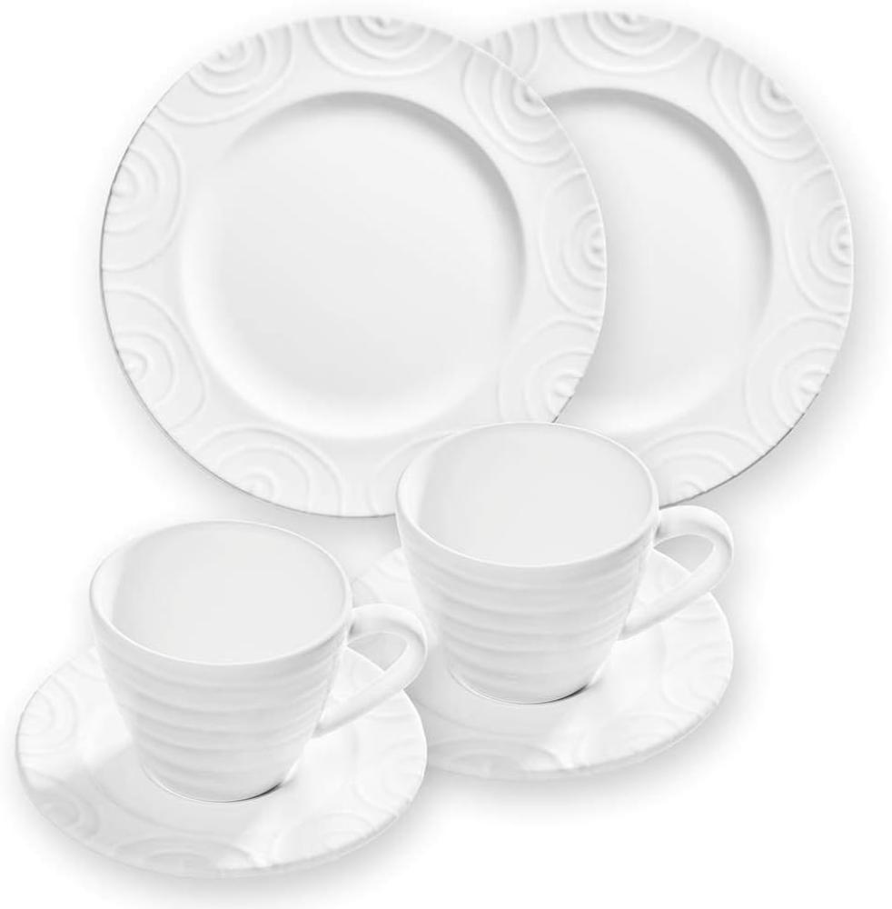 Gmundner Keramik Weißgeflammt Frühstück Gourmet für 2 Personen Set 6-tlg. Bild 1