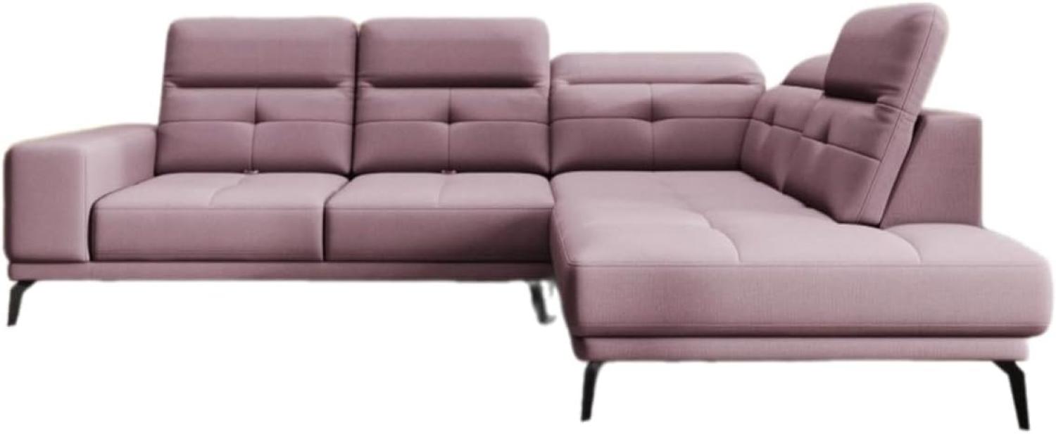 Designer Sofa Isabella mit verstellbarer Kopf- und Rückenlehne Stoff Rosé Rechts Bild 1