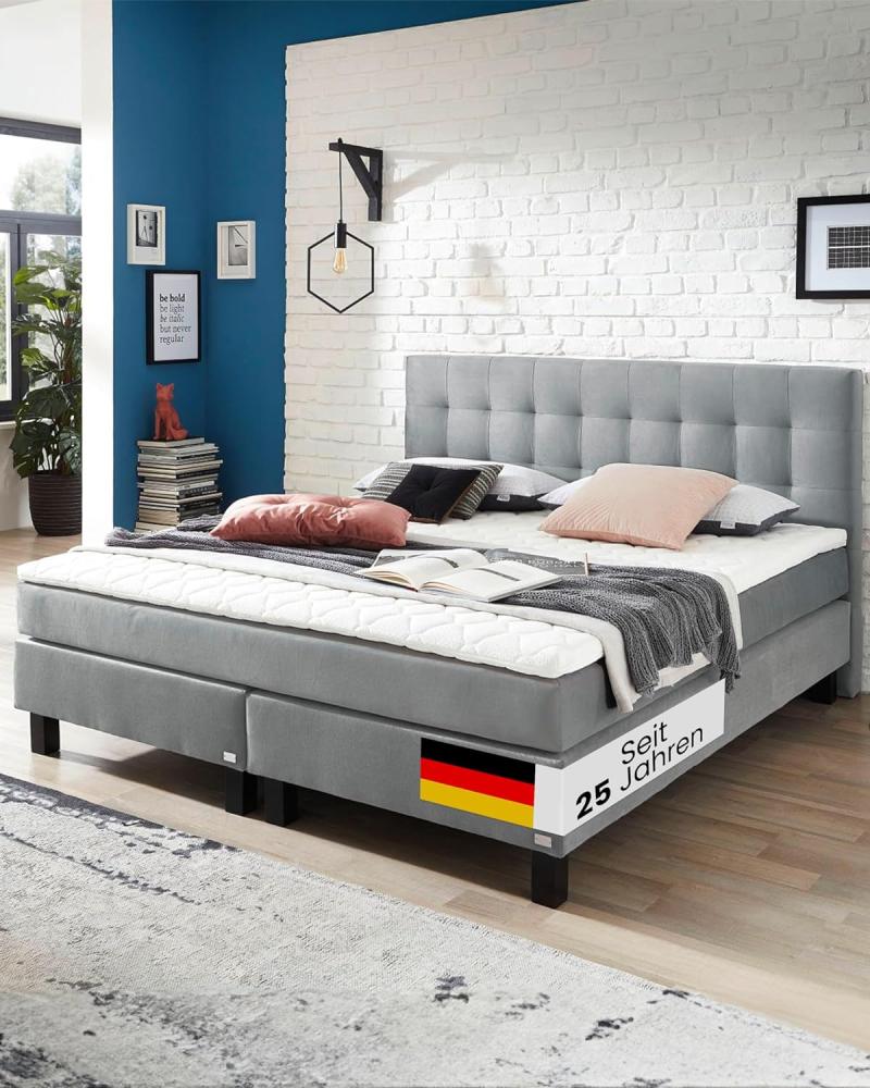 WELCON Rockstar® Limited Edition II Boxspringbett 180x200 cm in Hellgrau und Härtegrad H3 Bild 1