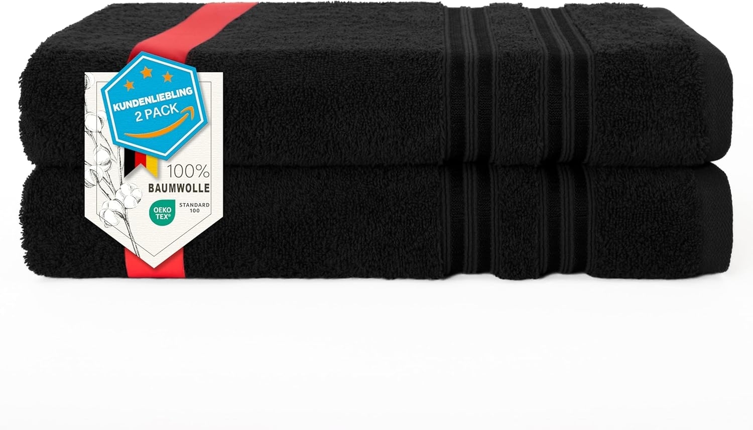 HAMMETEX Duschtuch 2er Set Badetücher 70x140 cm, 100% Baumwolle, Weich & Saugstark, Frottier (Set, 2-St), mit Bordüre, einfarbig, weich Bild 1