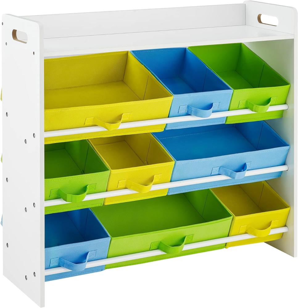 Songmics Kinderzimmerregal, Spielzeug-Organizer mit 9 herausnehmbaren Vlieskörben, Spielzeug- und Bücherregal fürs Kinderzimmer, Weißer Rahmen, GKR31WT, 78 x 26,5 x 82,5 cm Bild 1