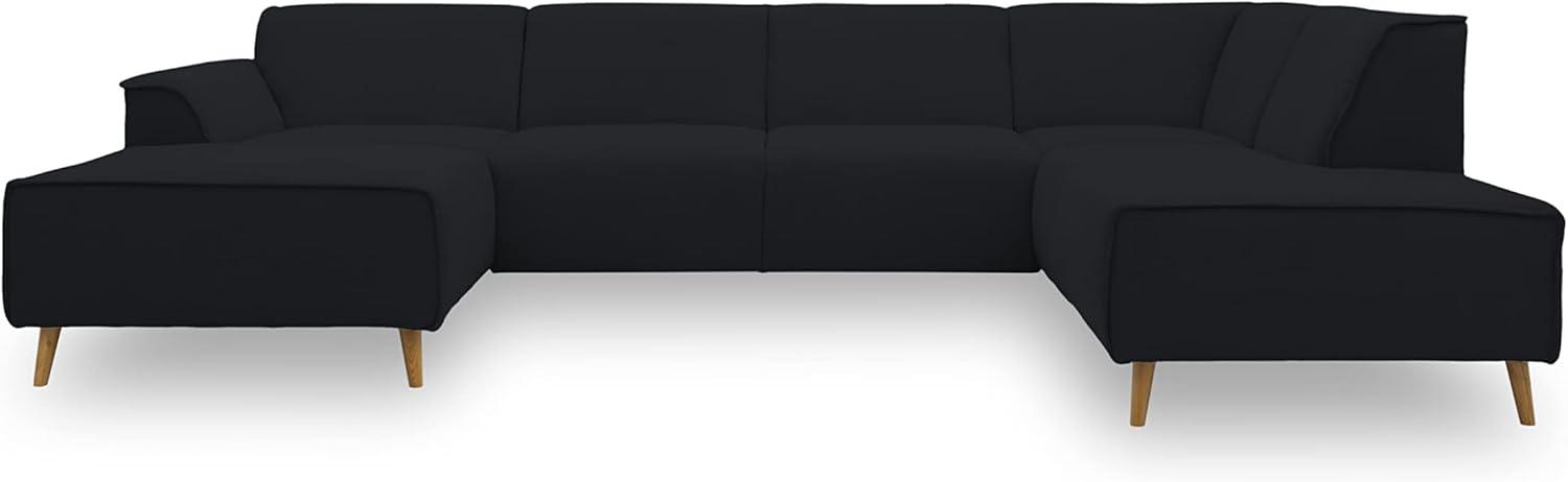 DOMO Collection Jules Wohnlandschaft, Skandinavisches Sofa mit Federkern, Couch in U-Form, schwarz, 159 x 333 x 191 cm Bild 1