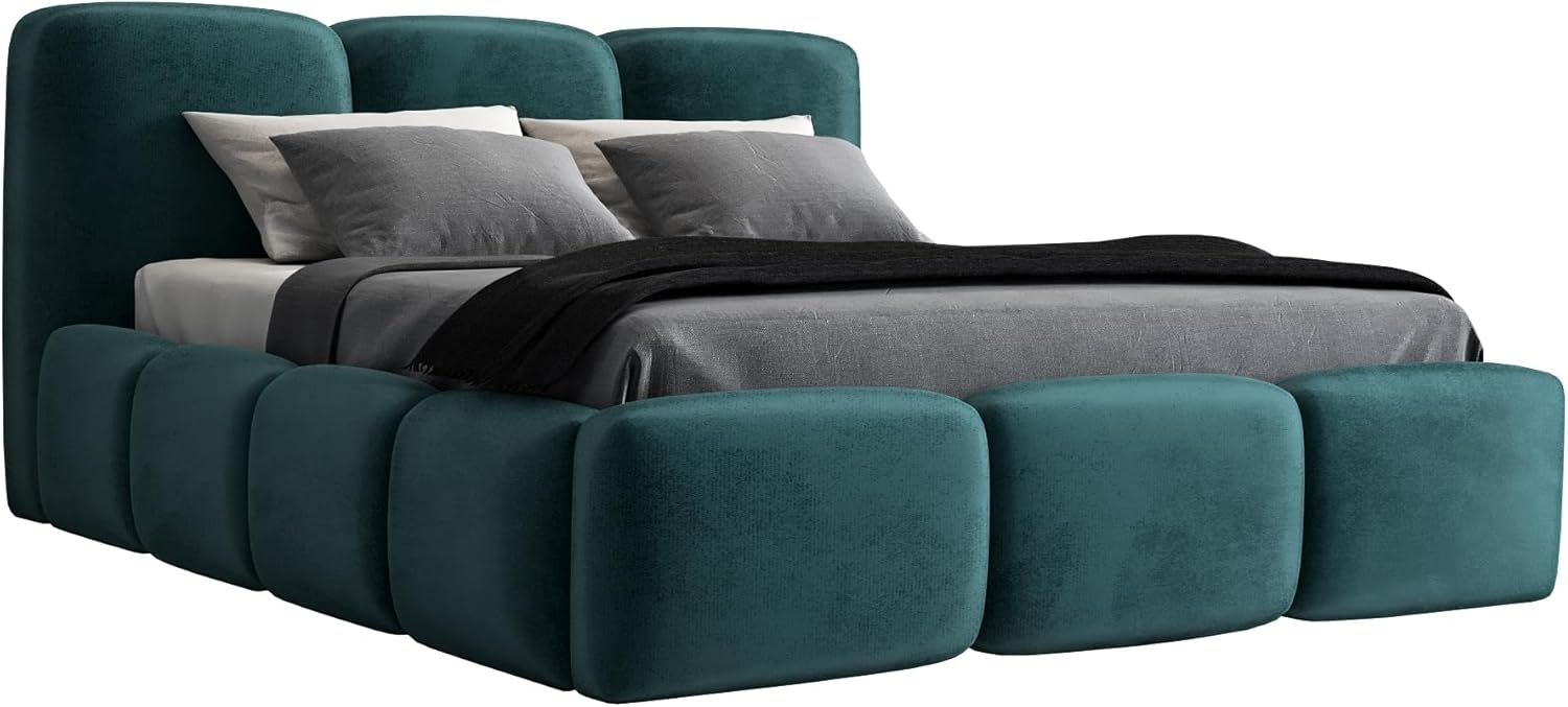 Polsterbett STAR 120x200 ohne Matratze mit Bettkasten und Lattenrost. Farbe: Minze 13 Bild 1