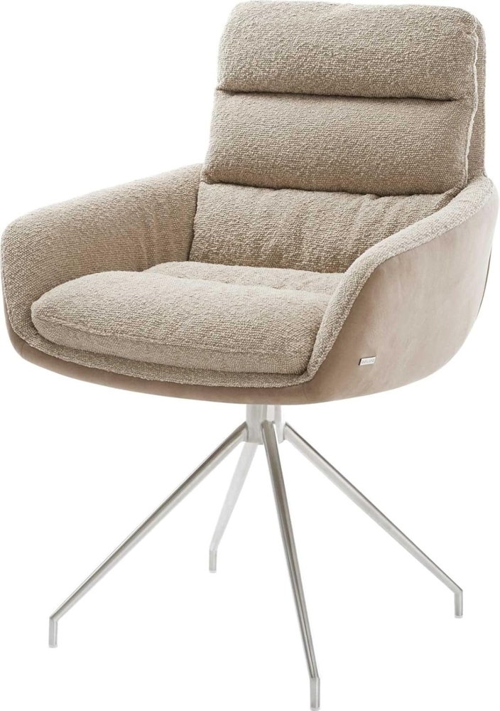Drehstuhl Abelia-Flex mit Armlehnen Materialmix Schlamm Kreuzgestell konisch Edelstahl 180° drehbar Bild 1