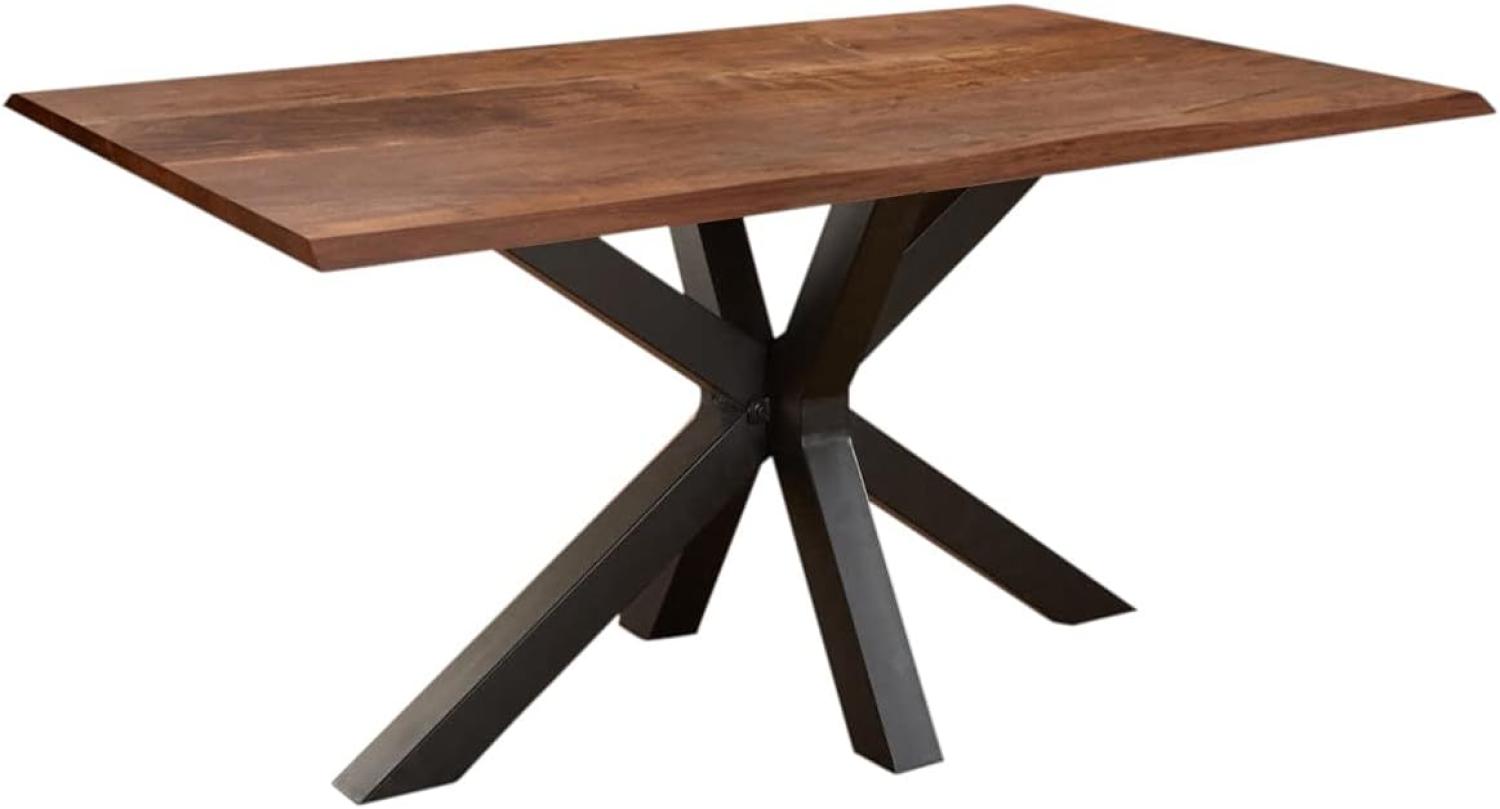 SAM Baumkantentisch 120x80 cm Spyro, Akazienholz nussbaumfarben & massiv, Esszimmertisch mit mattschwarzem Spider-Metallgestell, Platte 26 mm, FSC® 100% Zertifiziert Bild 1