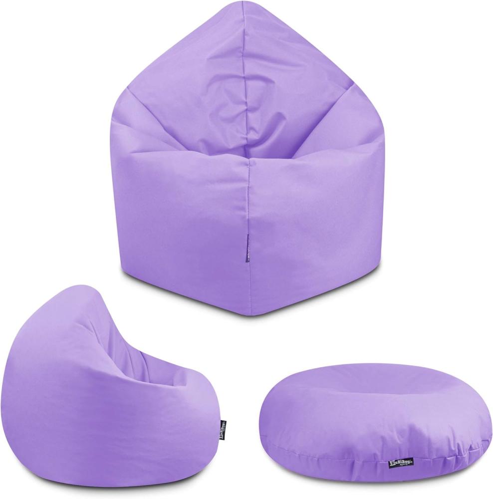 BuBiBag - 2in1 Sitzsack Bodenkissen - Outdoor Sitzsäcke Indoor Beanbag, Flieder, Ø 125,0 cm Bild 1