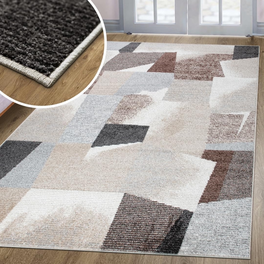 oKu-Tex Teppich HARMONIA, Wohnzimmer, Hoch-Tief-Effekt, weicher Kurzflor, rechteckig, Höhe: 8.5 mm, Wohnzimmerteppich, softer Kurzflor, Scandi-Look, 3D-Effekt, modern Bild 1