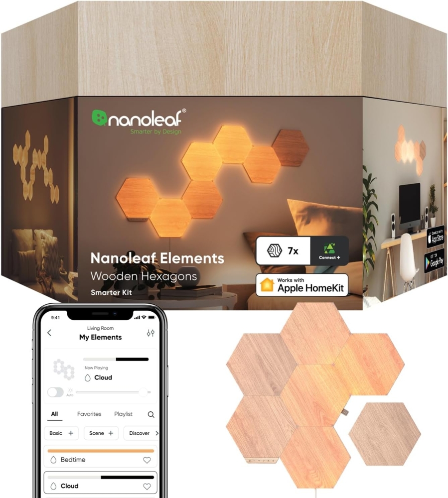 Nanoleaf Elements Wood Look Hexagons Starter Kit - 7PK EEK G Bild 1
