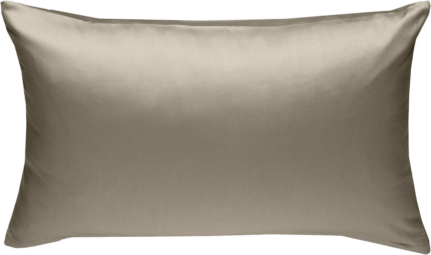 Bettwaesche-mit-Stil Mako-Satin / Baumwollsatin Bettwäsche uni / einfarbig braun Kissenbezug 60x80 cm Bild 1