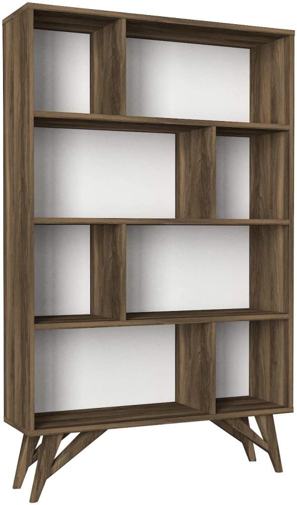 Alphamoebel 4197 Flamingo Bücherregal Standregal Regal Aufbewahrungsregal, Holz, Walnuss, für Wohnzimmer Schlafzimmer Büro, einfacher Aufbau, 8 Regalfächer, 90 x 144 x 25 cm Bild 1