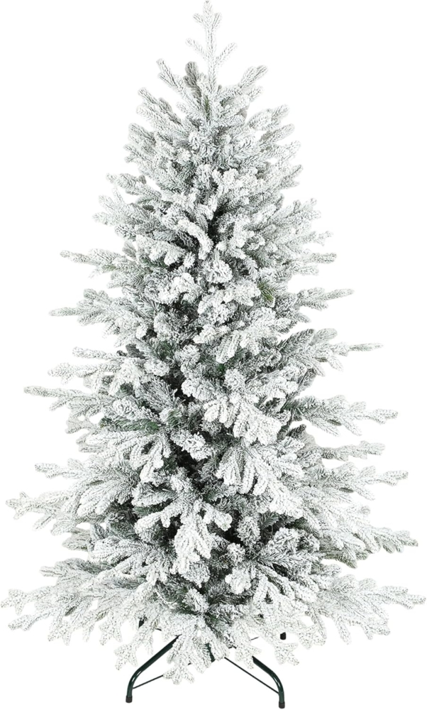 HOMCOM Künstlicher Weihnachtsbaum 1162 Zweige, Kiefernbaum, Realistisches Aussehen, Grün+Weiß Bild 1