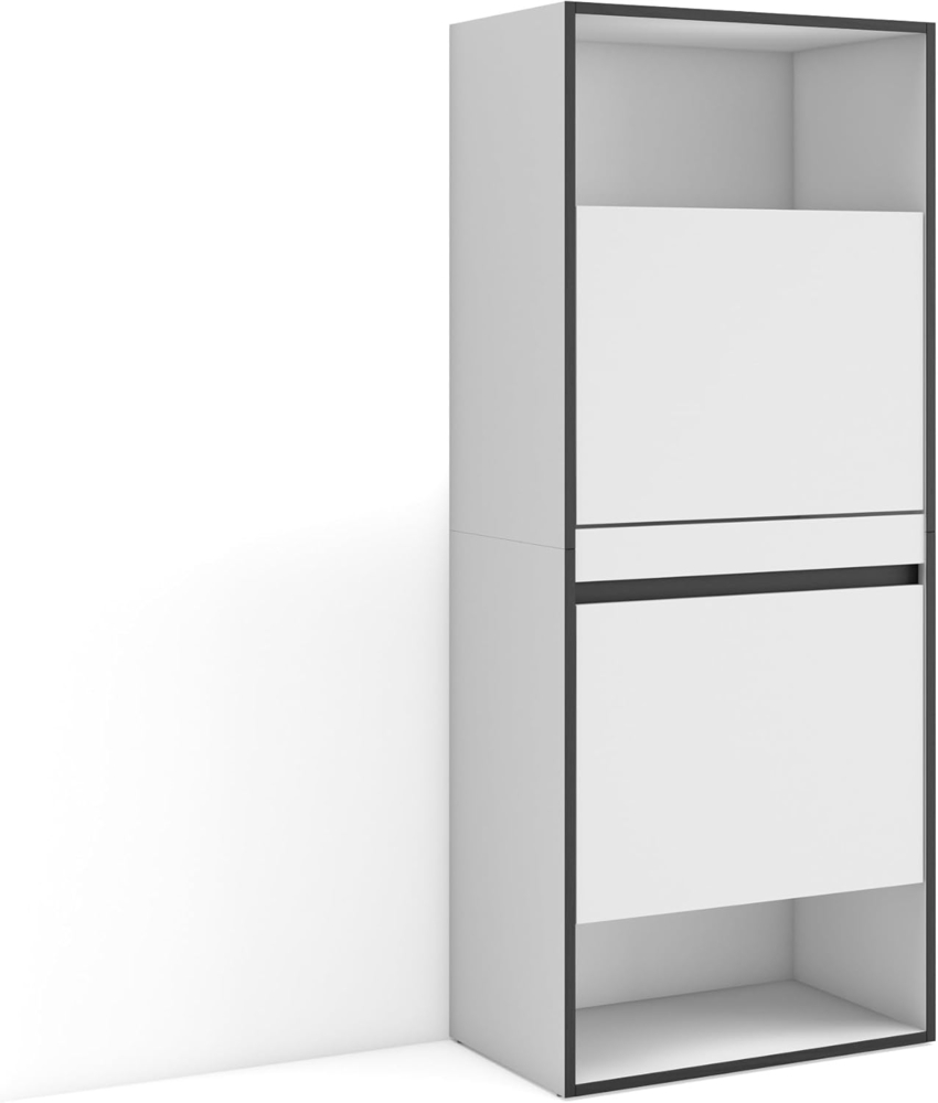 Skraut Home | Schuhregal, Schuhschrank | Schuhaufbewahrung | 60 x 145 x 35 cm | Für Schlafzimmer, Zimmer | Schuh-Organizer | Moderner Stil | Weiß Bild 1