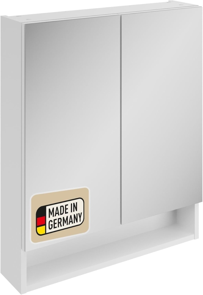 Probus Basic Spiegelschrank 60 cm – Moderner Spiegelschrank in Weiß mit offenem Fach und viel Stauraum – Made in Germany Bild 1