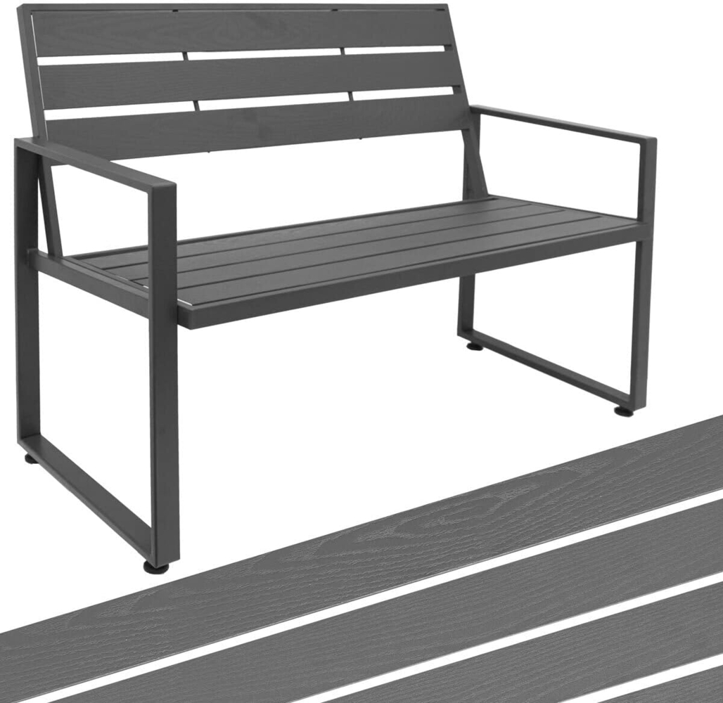 AMANKA Sitzbank Gartenbank Metall Grau 110 x 57 x 83 cm Bild 1