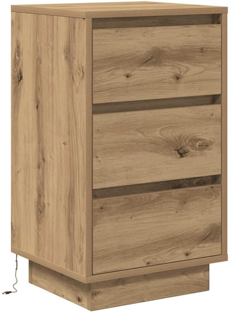 vidaXL Nachttisch Nachttisch mit LED-Leuchten Artisan-Eiche 38x34x65 cm (1-St) Bild 1
