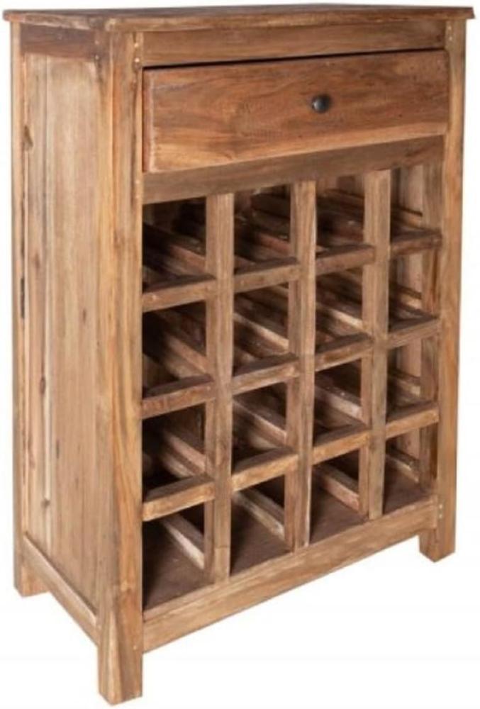 Casa Padrino Landhausstil Weinschrank mit Schublade und Weinflaschen Regal Naturfarben 56 x 31 x H. 81 cm - Barschrank aus recyceltem Massivholz - Bar Möbel - Landhausstil Möbel Bild 1