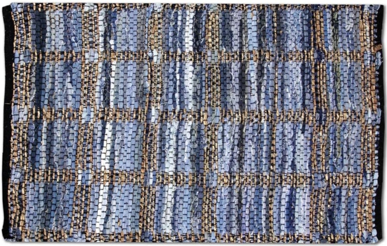 Teppich Läufer Matte Unterlage Vorleger Fußabtreter, breite Auswahl an modernen Fleckerl- und Baumwollteppichen (70x180cm / Jeans Square) Bild 1