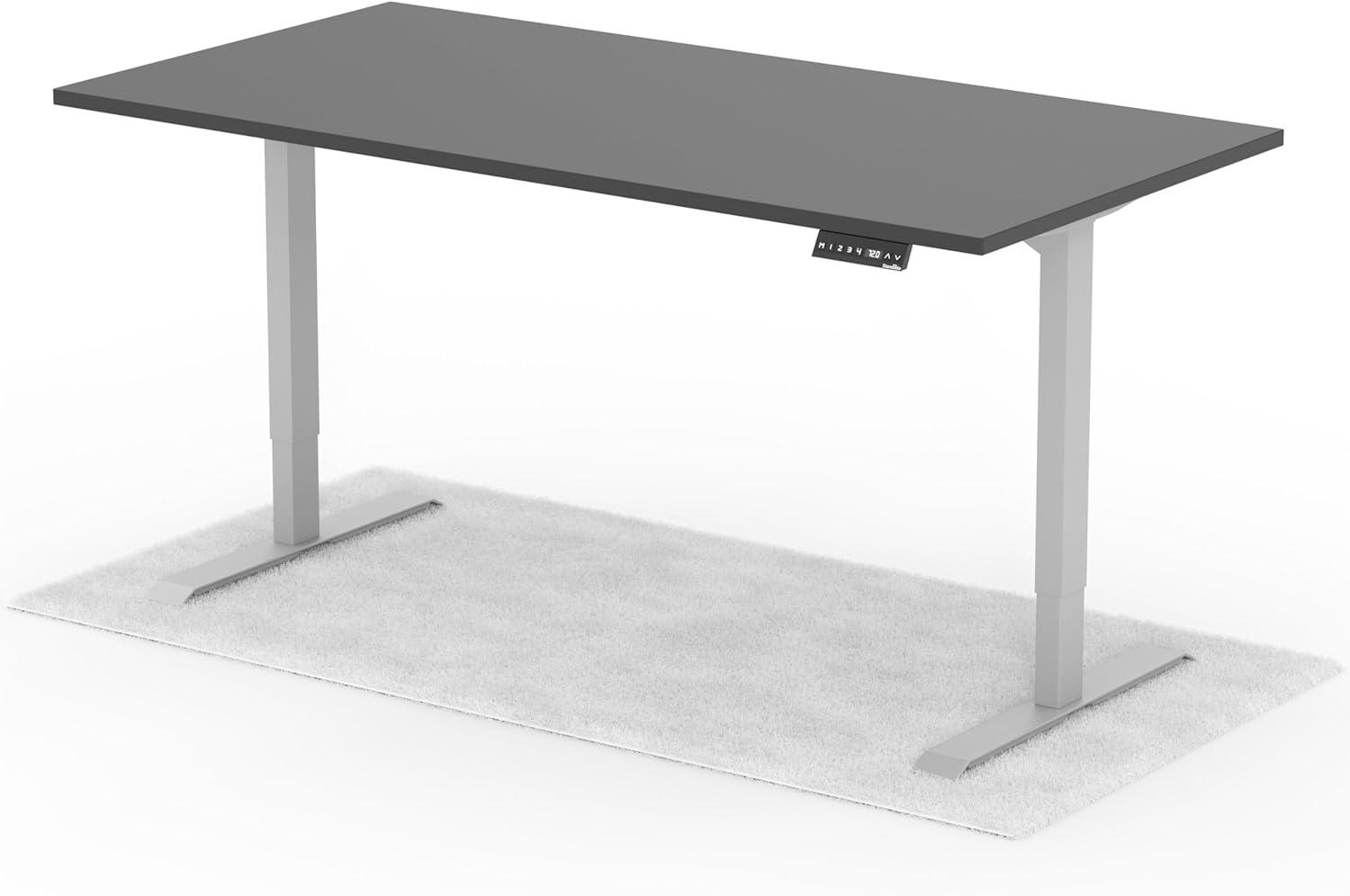 elektrisch höhenverstellbarer Schreibtisch DESK 180 x 90 cm - Gestell Grau, Platte Anthrazit Bild 1