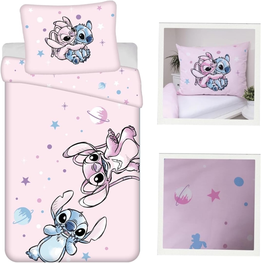 Disney Lilo & Stitch Bettwäsche Baumwolle 140x200 + 70x90 cm, Reißverschluss Bild 1