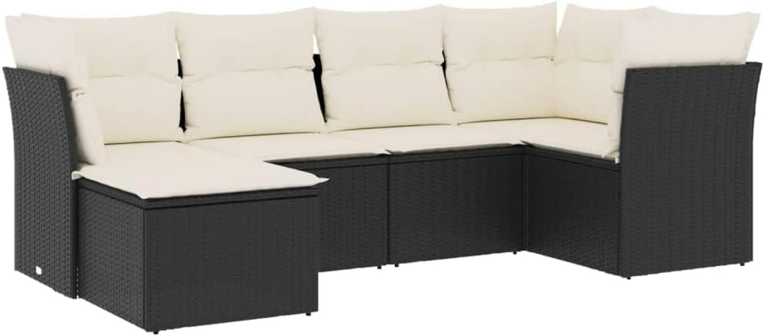 vidaXL 6-tlg. Garten-Sofagarnitur mit Kissen Schwarz Poly Rattan 3249785 Bild 1