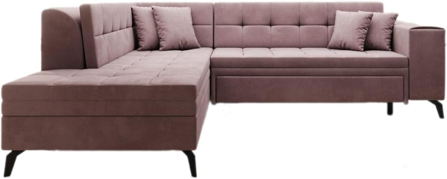 Designer Sofa Lania mit Schlaffunktion Samt Rosé Links Bild 1