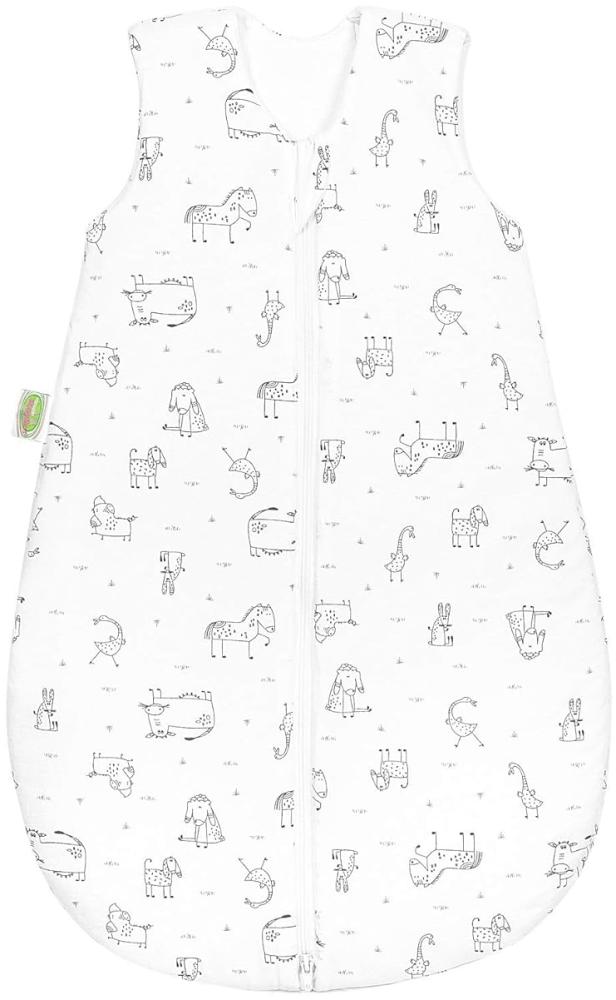 Set Odenwälder Sommerschlafsack & Stoffwindel von Kinderhaus Blaubär | Baby Schlafsack Flauschig & Weich | Schlafsack Baby atmungsaktiv aus 100% Baumwolle, Größe:110, Design:Tiere grau Bild 1