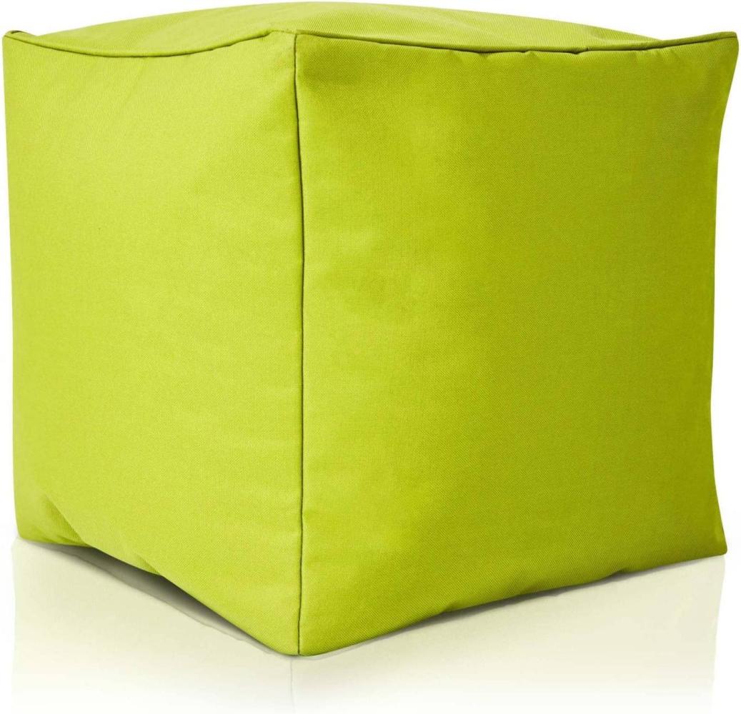 Green Bean© Outdor Pouf-Hocker 40 x 40 x 40 cm mit EPS-Perlen Füllung - Erweiterung & Addon für Sitzsäcke: Fußhocker Fußkissen - Bodenkissen Kinder & Erwachsene - Fußablage Sitzkissen Hellgrün Bild 1