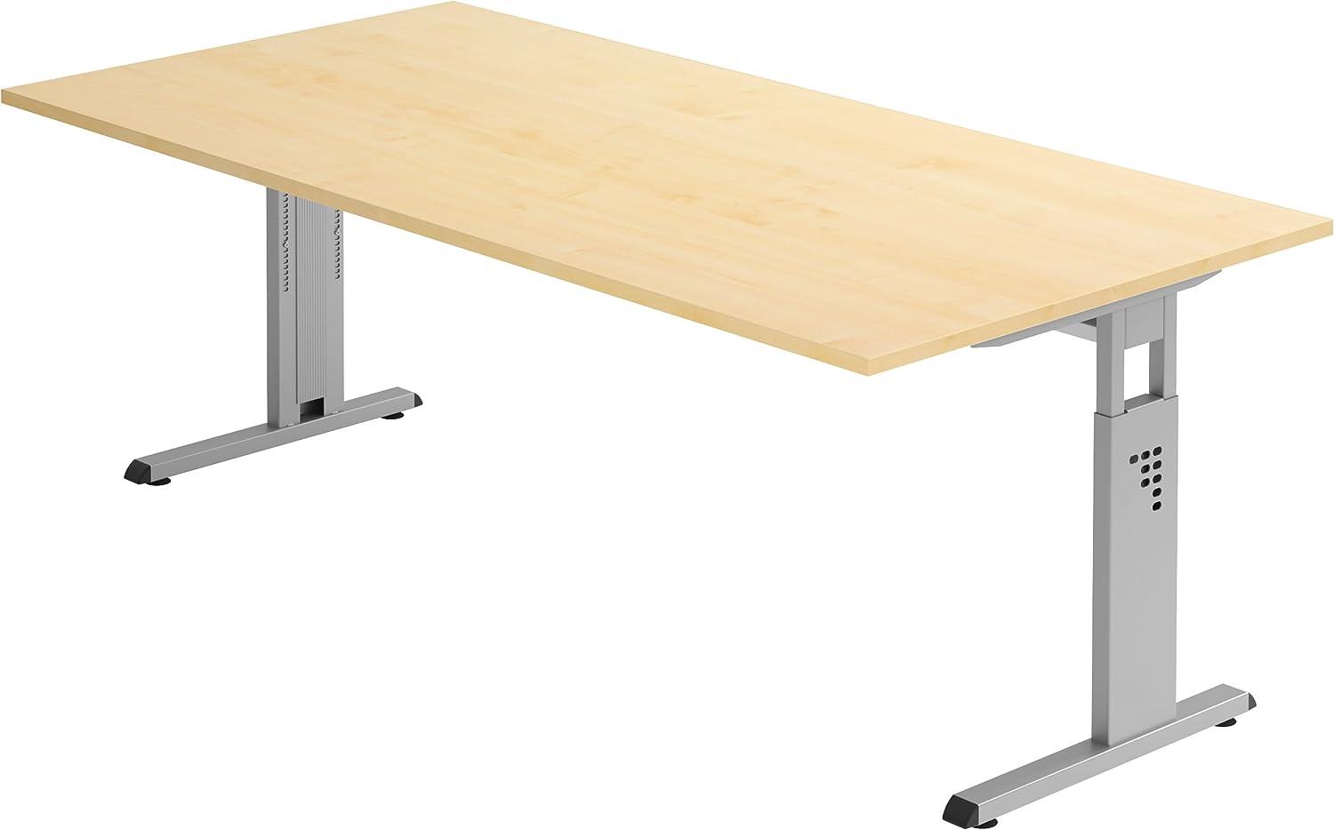 bümö® Stabiler Schreibtisch höhenverstellbar 200 x 100 cm | Bürotisch in Ahorn | Büroschreibtisch mit Höheneinstellung | Tisch für Büro in 9 Größen & 7 Dekoren Bild 1