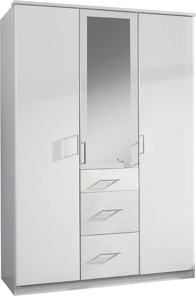 Kleiderschrank CLICK Schrank weiß Dekor Spiegel 135 cm Bild 1