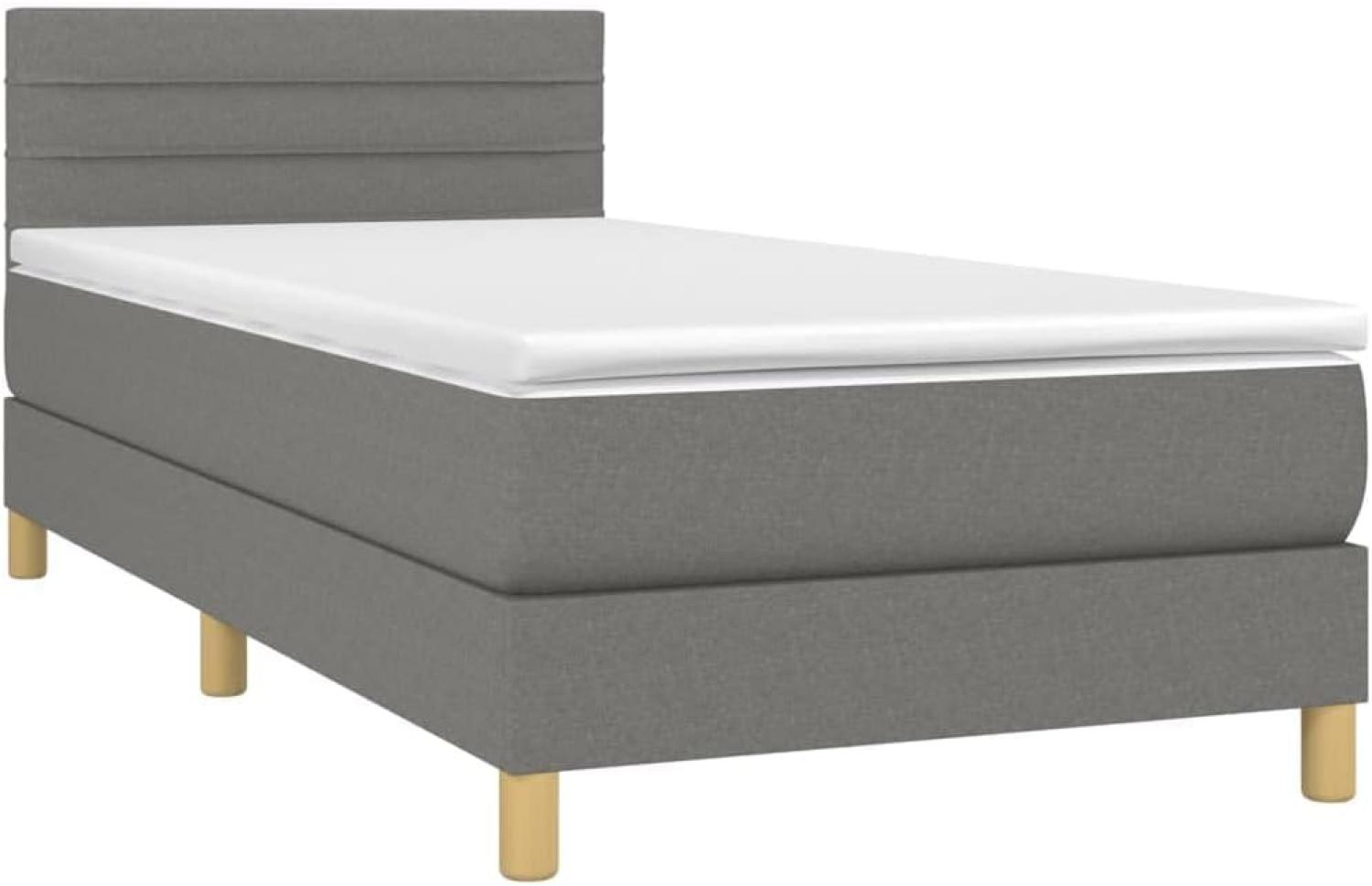 vidaXL Boxspringbett mit Matratze Dunkelgrau 100x200 cm Stoff 3140674 Bild 1