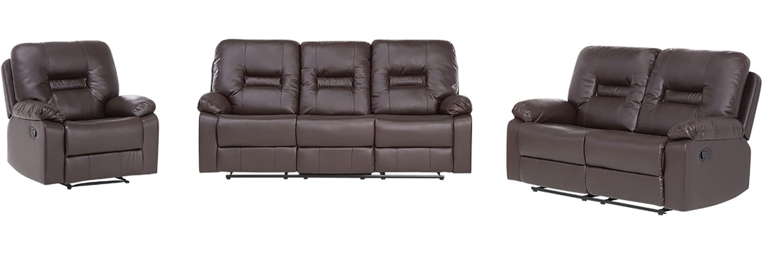 Sofa Set Kunstleder braun 6-Sitzer verstellbar BERGEN Bild 1