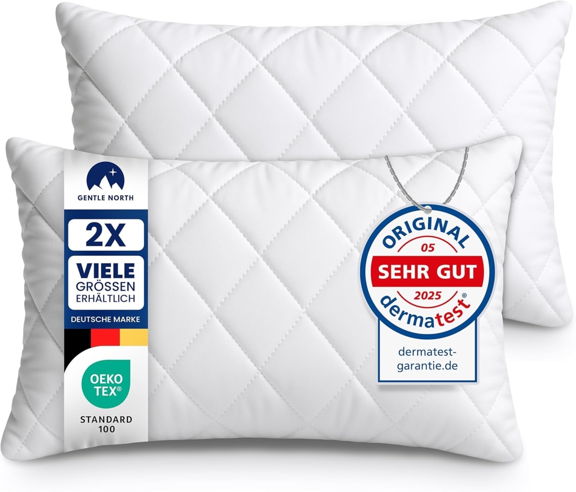 Gentle North Kopfkissen (50x80 cm groß) - 2er Set Kissen für Bett und als Dekokissen - Mit Reißverschluss für Füllung - Sofakissen - Zierkissen für Couch und Sofa - Ökotex - Waschbar bis 60° - Weiß Bild 1