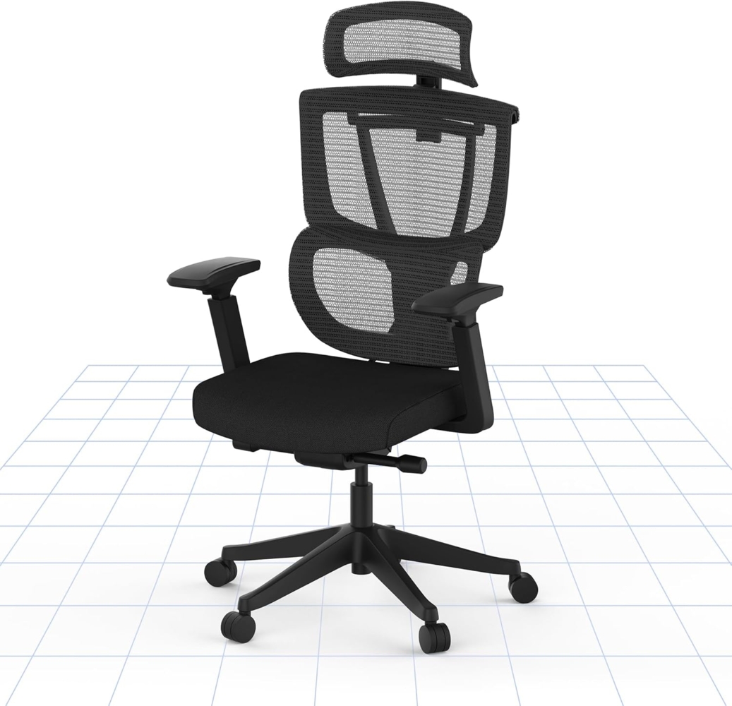 FLEXISPOT Bürostuhl Schreibtischstuhl Premium Ergonomischer C7 (Rückenlehne verstellbar 90°-128°, 2D-Kopfstütze, 4D-Armlehnen), Chef-Mesh-Bürostuhl, Computer-Bürostuhl, 130KG Tragkraft Bild 1