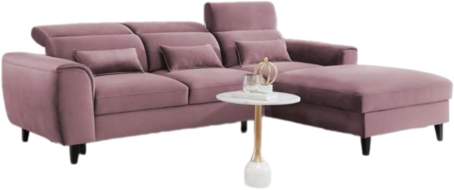 Designer Sofa Forino mit Schlaf- und Klappfunktion Rosé Rechts Bild 1