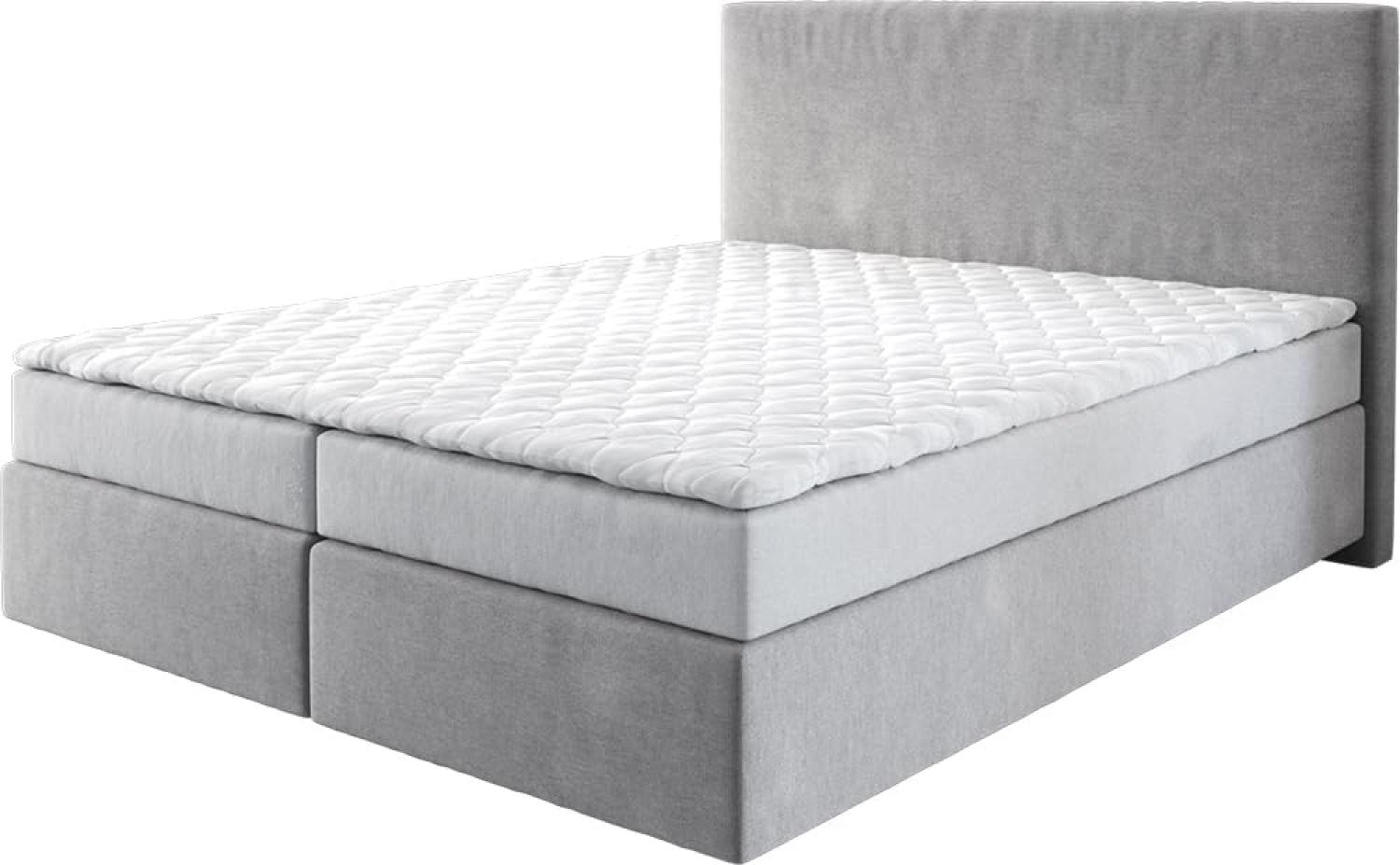 Boxspringbett Dream-Well Mikrofaser Grau 160x200 cm mit Matratze und Topper Bild 1