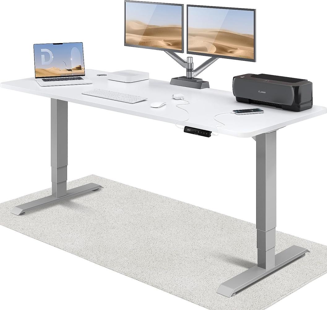 Höhenverstellbarer Schreibtisch - Höhenverstellbar Elektrisch mit Flüsterleisem Dual-Motor & Touchscreen - Hohe Tragfähigkeit - Stehtisch von Desktronic, Grau + Weiß, 200 x 80 cm Bild 1