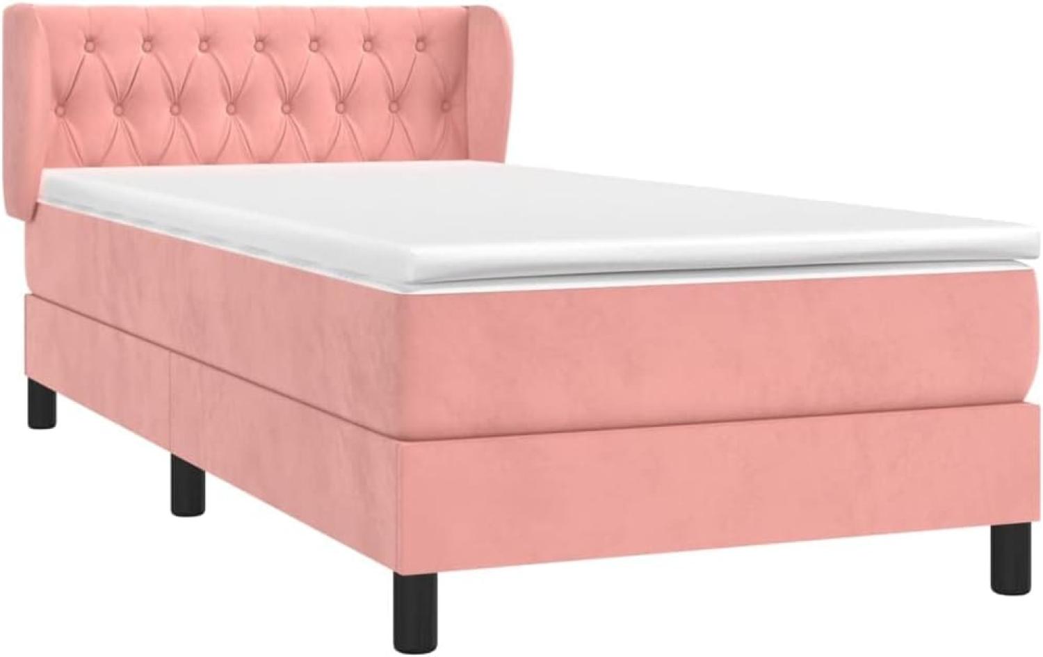 Boxspringbett mit Matratze Rosa 90x200 cm Samt Bild 1